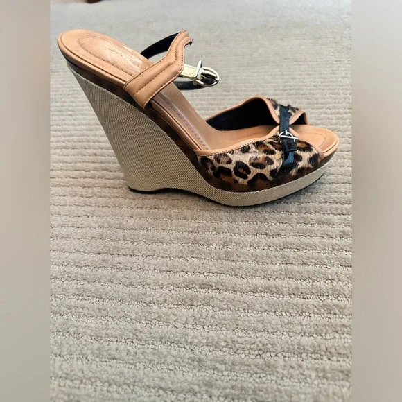 Barbara Bui Size 38 leopard canvas platform shoes - Picture 9 of 11